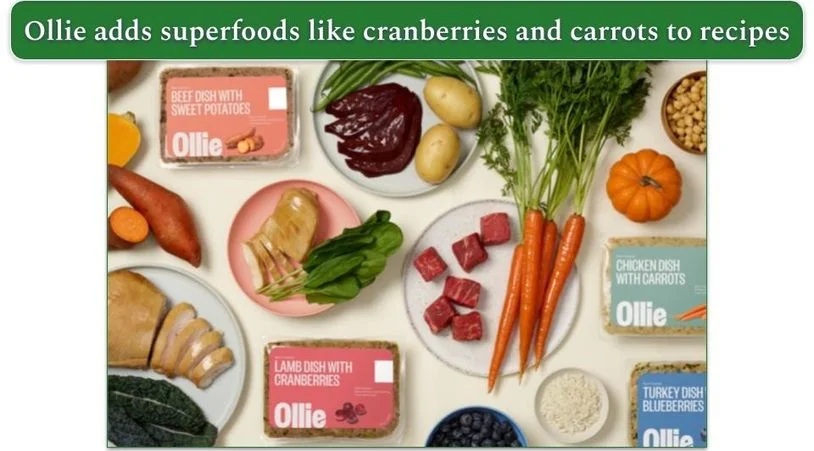 a picture of Ollie’s chicken, beef, and turkey recipes