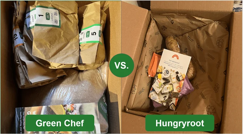 Inside-the-box view for Green Chef and Hungryroot