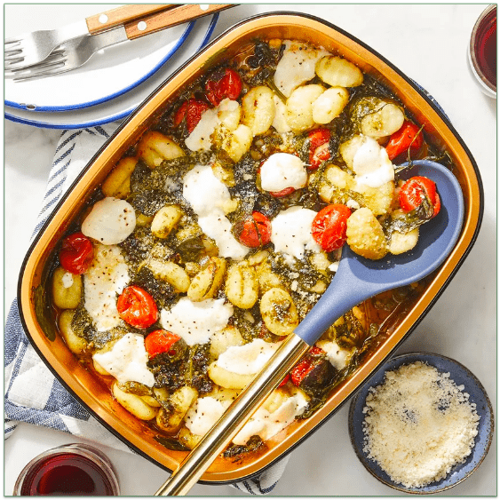 Blue Apron's Oven-Baked Cheesy Pesto Gnocchi