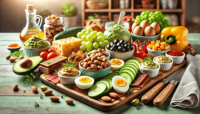 Display of various keto friendly snacks