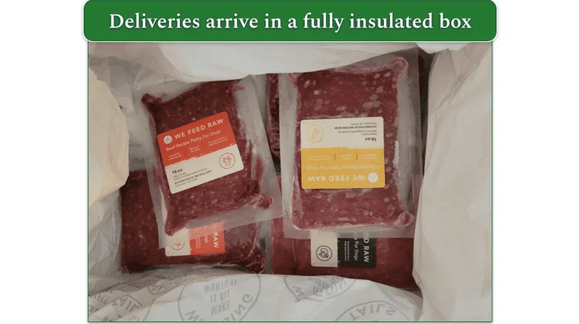 We Feed Raw's frozen meals in an insulated box