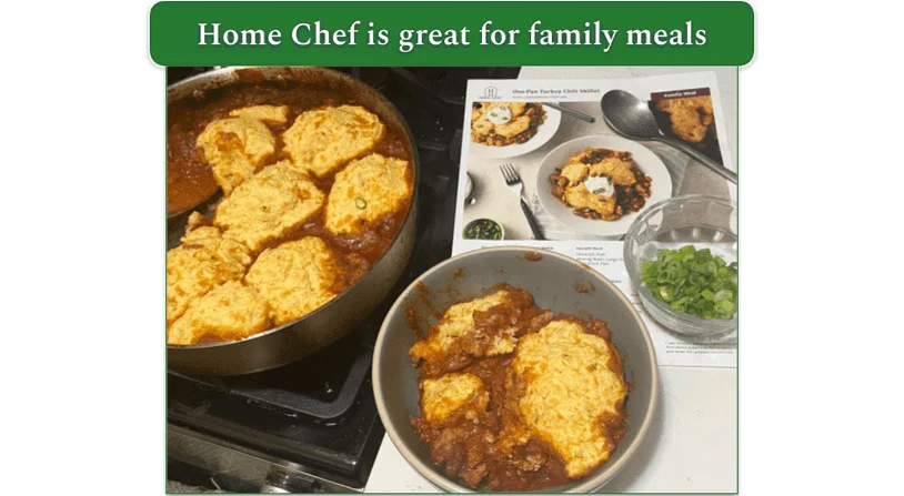 Home Chef’s One-Pan Turkey Chili served in a bowl