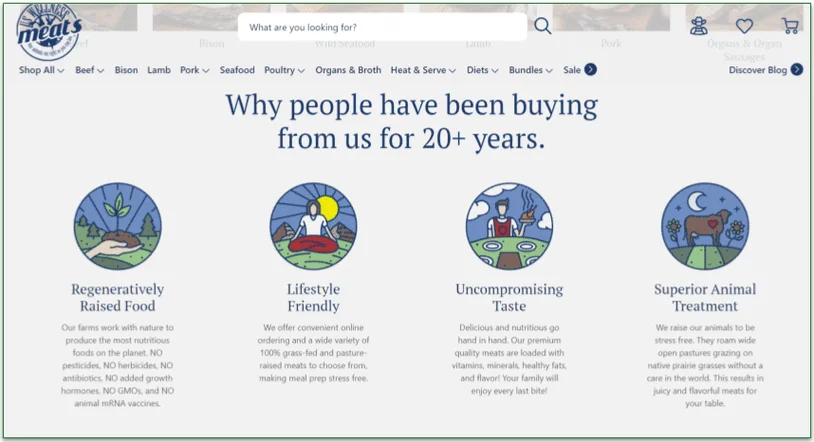 Screenshot of Grassland Beef's welfare standards