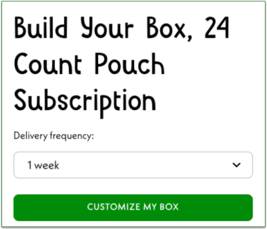 Adjusting delivery frequency for Once Upon a Farm subscription.