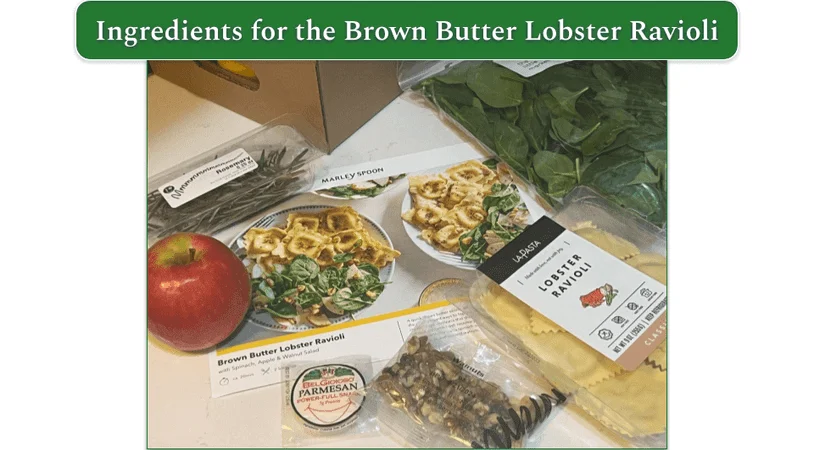 Ingredients for Marley Spoon’s Brown Butter Lobster Ravioli