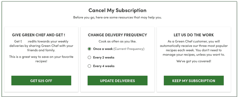 Green Chef's alternatives to cancelation