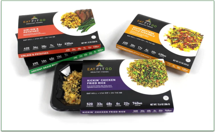 Eat Fit Go meals in cardboard sleeves