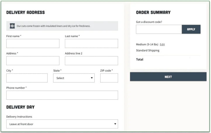 Screenshot of Good Chop's signup button