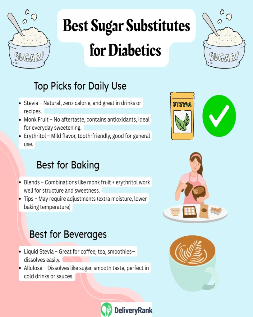 Infographic describing the best sugar substitute for diabetics