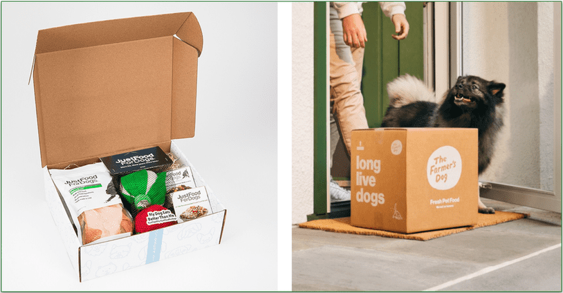 JustFoodForDogs and The Farmer's dog delivery boxes
