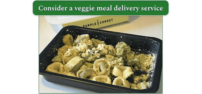 A microwaveable pasta dish from Purple Carrot