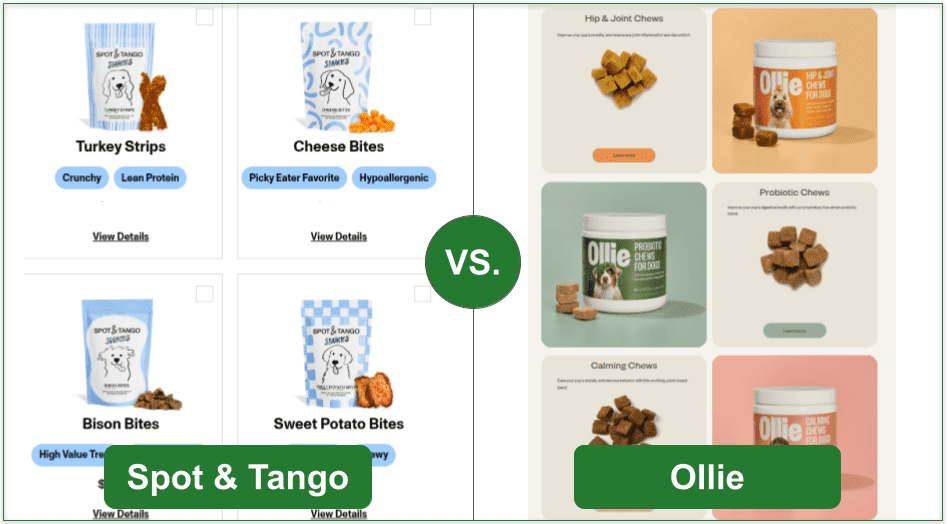 Both Spot & Tango and Ollie offer extras