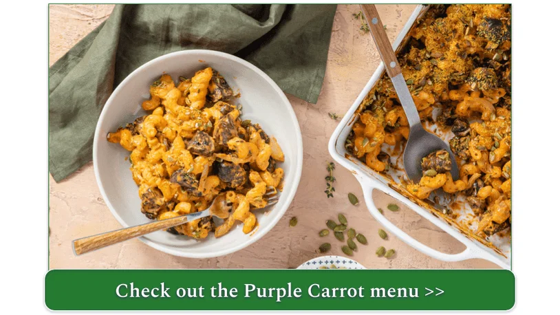Purple Carrot's Mac n’ Cheese with Thyme Roasted Mushrooms & Tomato Cream