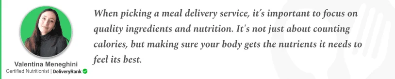 Quote on quality ingredients from DeliveryRank's certified nutritionist