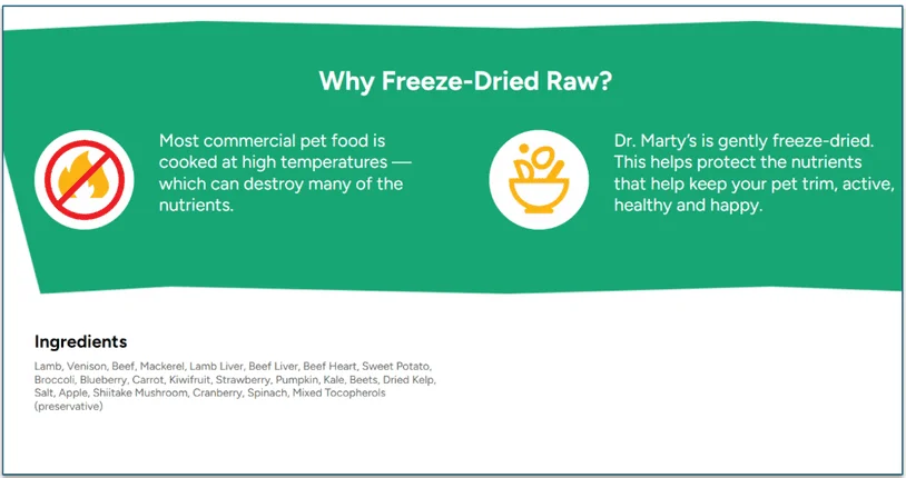 Explanation of freeze-dried food preparation method and ingredients list