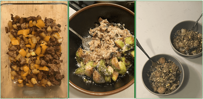 Three Blue Apron dishes side-by-side.
