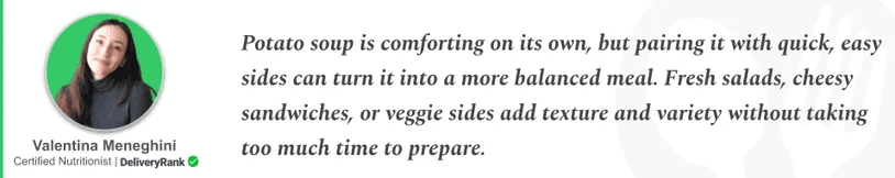 Quote about potato soup from our certified nutritionist
