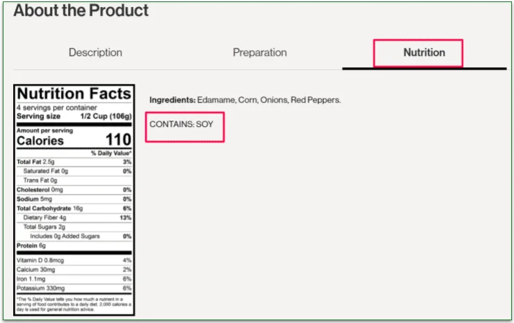 Nutrition Factos from an Omaha Steaks meal