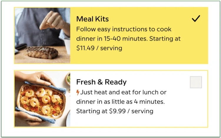 Screenshot of Sunbasket's plan preferences page