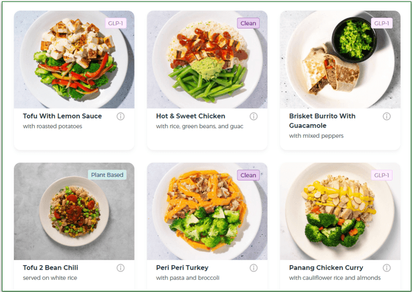 Trifecta's menu showcasing its clean, nutrient-focused dishes