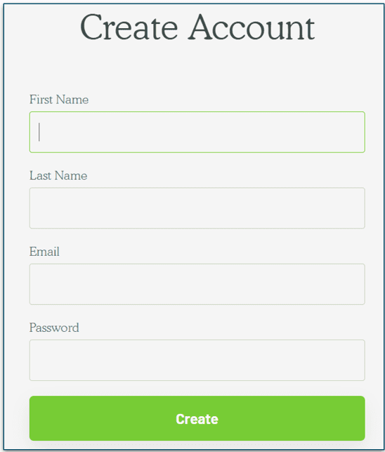 The Create Account page on the Get Joy website