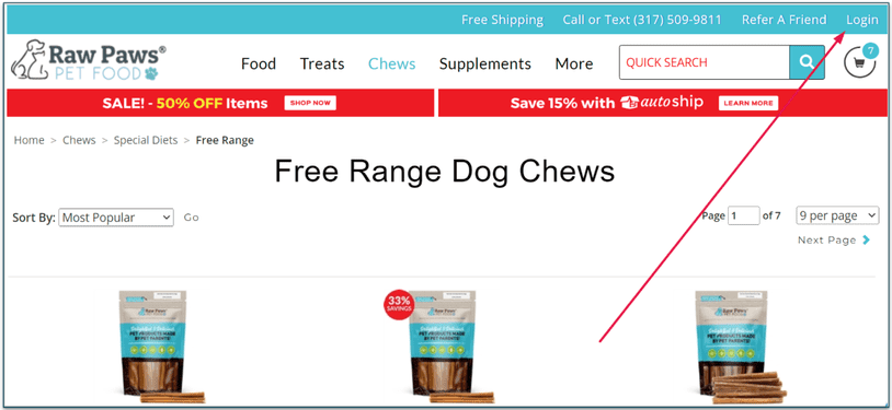 How to sign in on the Raw Paws Pet Food website