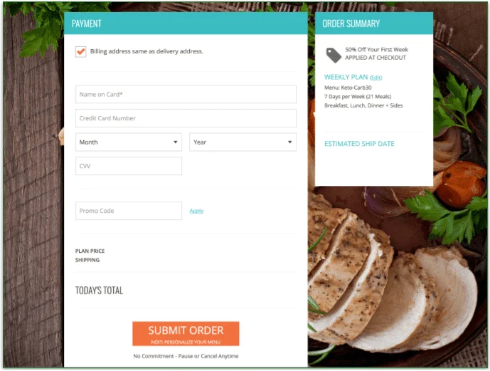 enter your payment details to complete the order