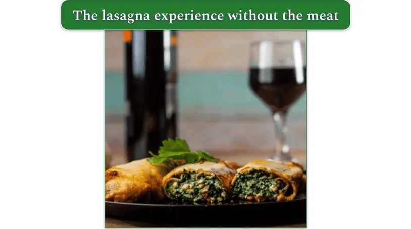 A serving of Spinach Lasagna Rolls, on a plate