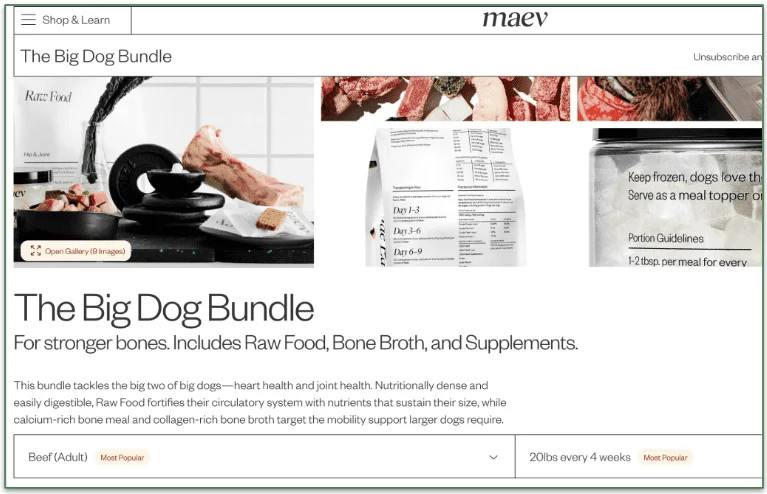 Screenshot of Maev’s The Big Dog Bundle page