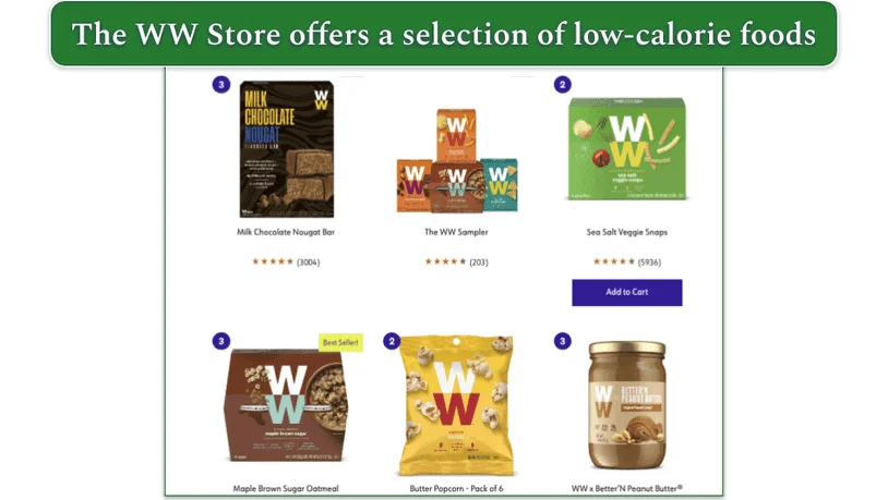 A selection of items from WW's online store