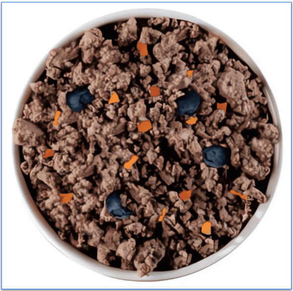 a screenshot of raised right's beef adult dog recipe