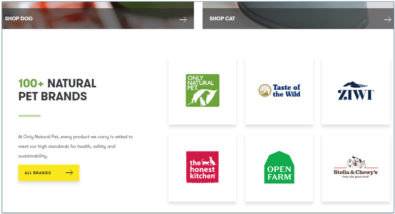 Only Natural Pet offers a wide range of brands