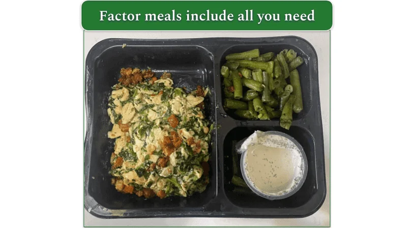 Factor’s Loaded Bacon Shredded Chicken in a microwave-safe tray