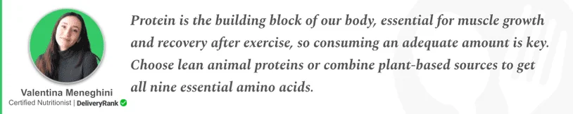 Quote from our certified nutritionist about protein functions and sources