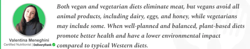 Quote from our certified nutrititionist about vegan and vegetarian diets