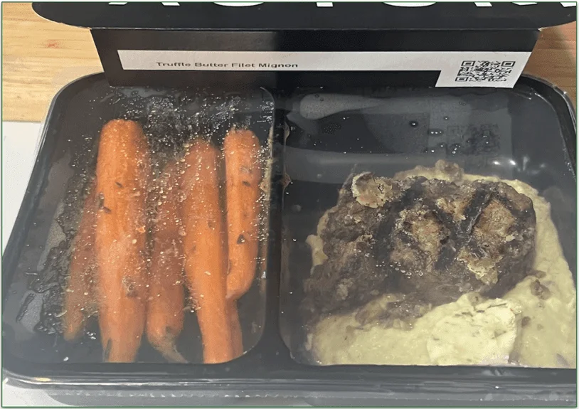 Factor's Truffle Butter Filet Mignon recipe after removing the sleeve