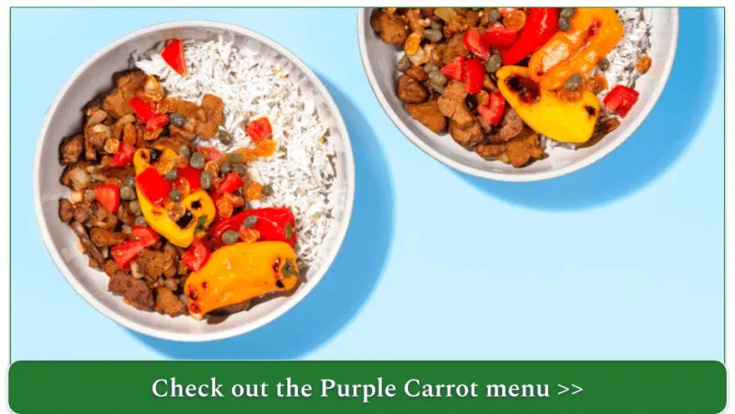 Two bowls of roasted peppers with seitan over rice