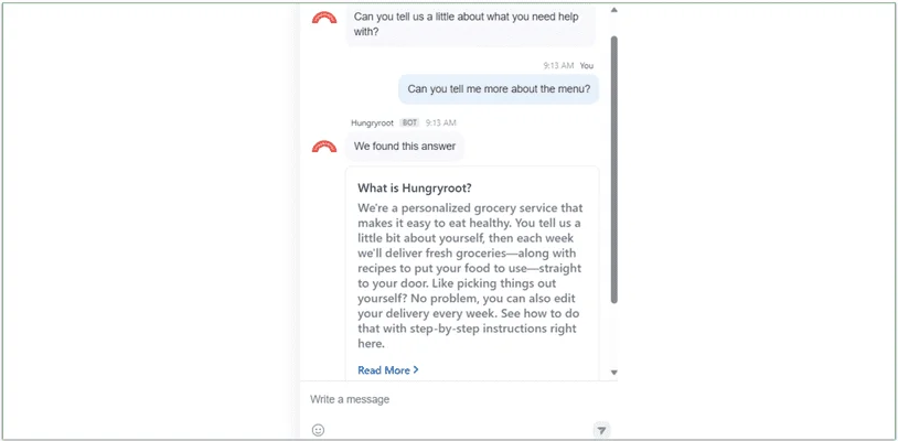 Hungryroot’s chatbot isn’t great, but it’s not terrible either