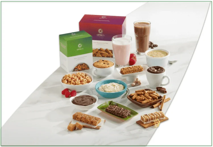 Selection of OPTAVIA products ready to eat