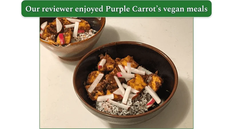 Purple Carrot’s Almond Butter tofu bowl
