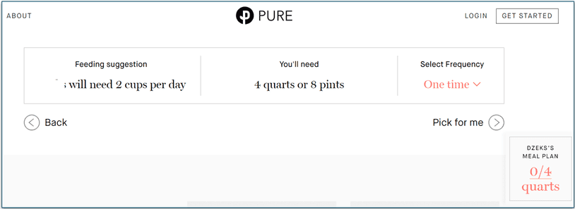 Feeding recommendation by Pure