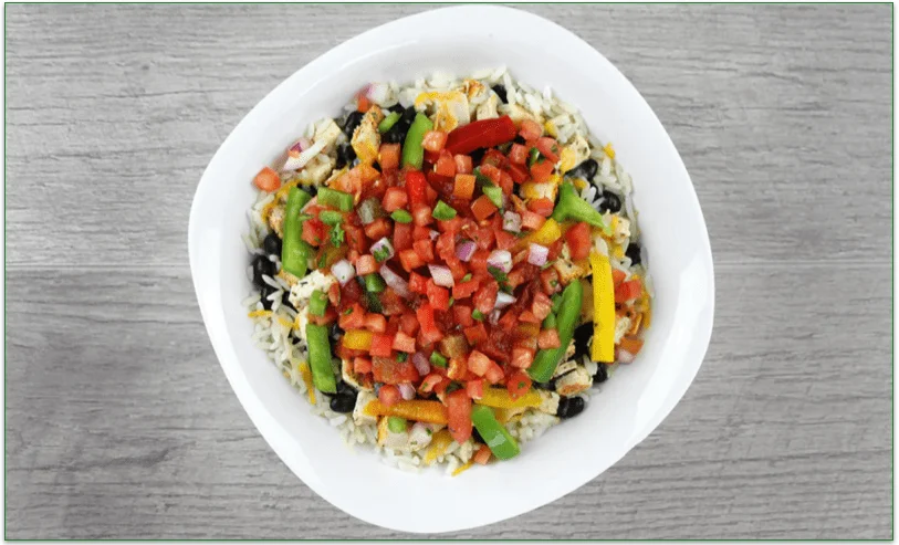 Fajita Chicken Bowl is a low-calorie dish