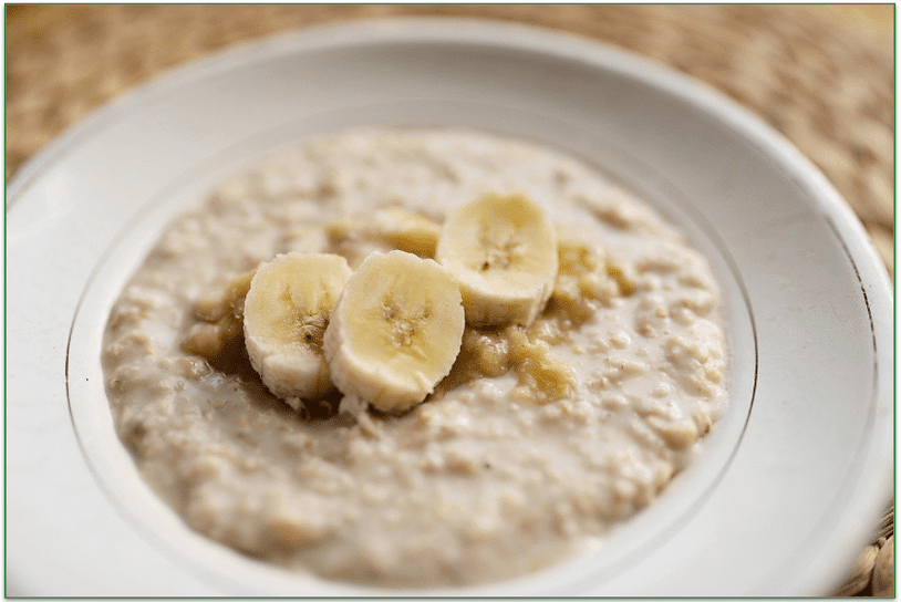 Oatmeal with Bananas and Honey on a plate