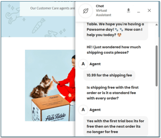 The agent clearly answered to my shipping query
