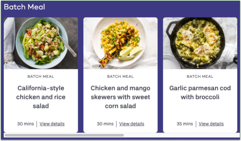 Screenshot of PlateJoy's Batch Meals selection