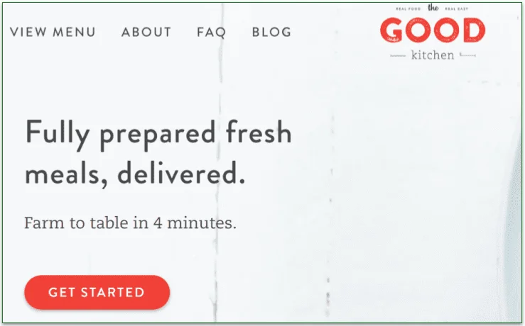 Top-left corner of The Good Kitchen's homepage