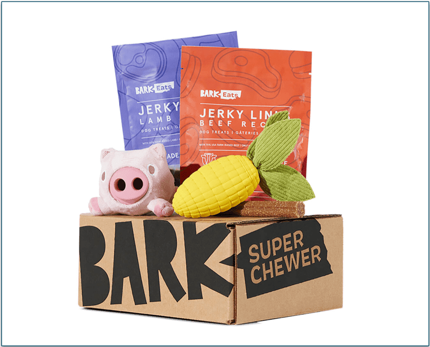Your Bark Super Chewer box arrives packed with goodies