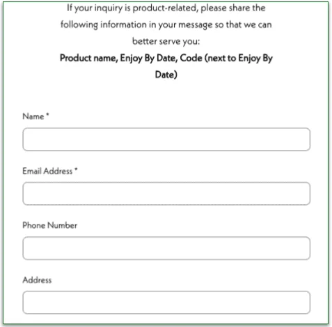 Screenshot of requesting a Refund from Once Upon a Farm.