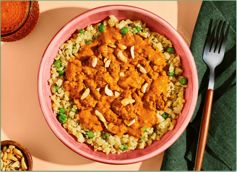 a screenshot of The Coconut Turkey Curry over Cauliflower “Rice” from Green Chef