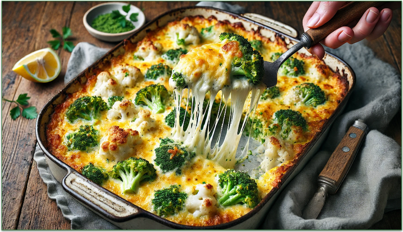 Image showing creamy broccoli and cauliflower casserole